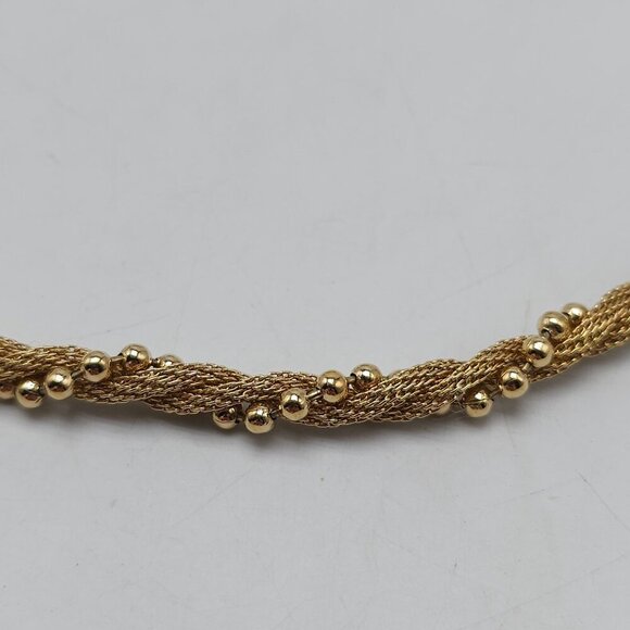 1983 Avon Mesh Bead Necklace Gold Tone Vintage 18 Inches - Picture 4 of 4
